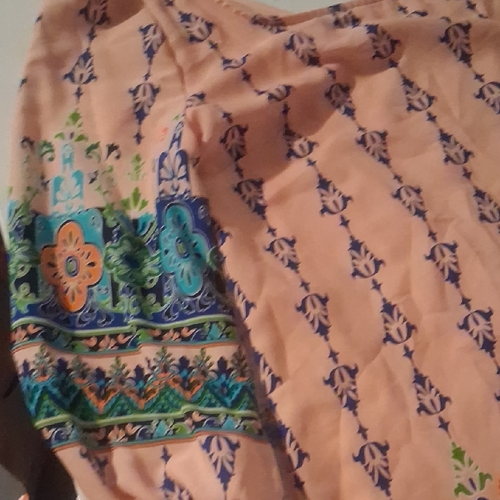 Pink Owl Boho Floral Tribal Bishop Sleeve Tunic Mini Dress S - Picture 4 of 6